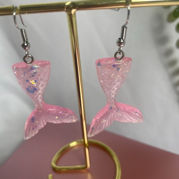 ⭐️❤️ FREE Mermaid Tail Sea Ocean Pretty Girly Shimmer Trendy Hipster Earrings - Picture 3 of 5
